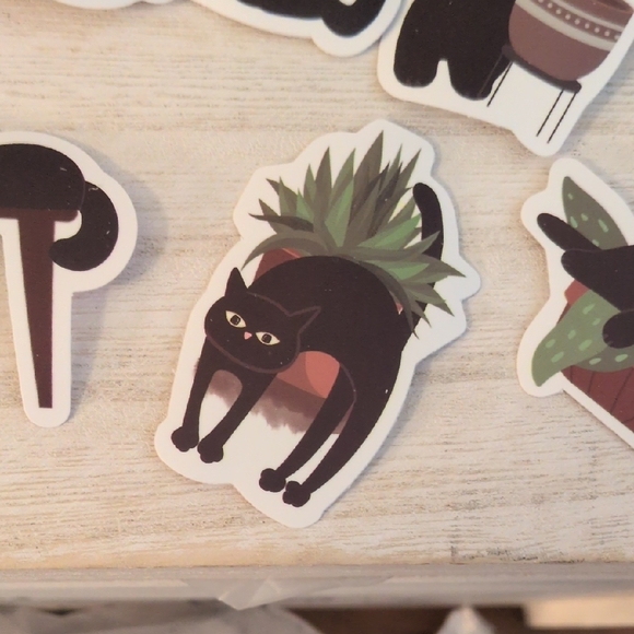 Hallmark Black Cat Plant Stickers - Picture 9 of 11